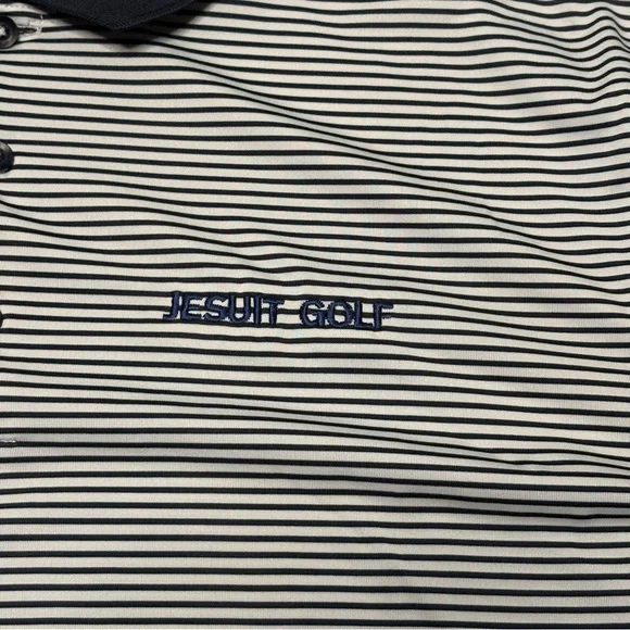 Nike Golf Polo Navy Blue and White Striped Jesuit golf Men’s XL - Picture 5 of 11